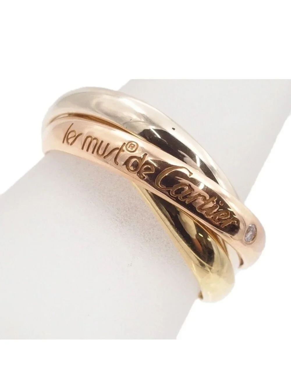 Cartier Trinity MM Three Color Gold Diamond 54 Ring